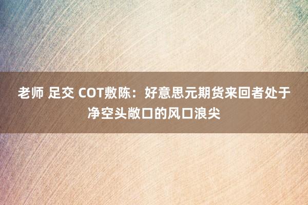 老师 足交 COT敷陈：好意思元期货来回者处于净空头敞口的风口浪尖