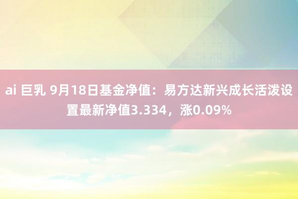 ai 巨乳 9月18日基金净值：易方达新兴成长活泼设置最新净值3.334，涨0.09%