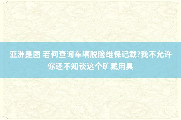 亚洲是图 若何查询车辆脱险维保记载?我不允许你还不知谈这个矿藏用具