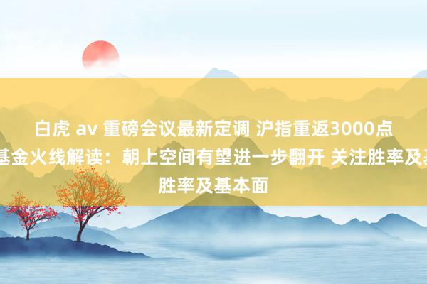 白虎 av 重磅会议最新定调 沪指重返3000点 十大基金火线解读：朝上空间有望进一步翻开 关注胜率及基本面