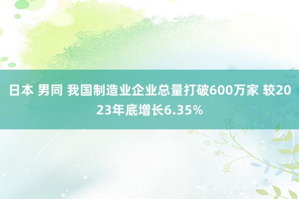 日本 男同 我国制造业企业总量打破600万家 较2023年底增长6.35%