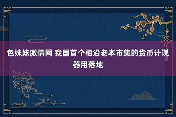 色妹妹激情网 我国首个相沿老本市集的货币计谋器用落地