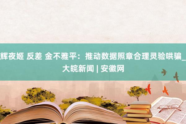 辉夜姬 反差 金不雅平：推动数据照章合理灵验哄骗_大皖新闻 | 安徽网