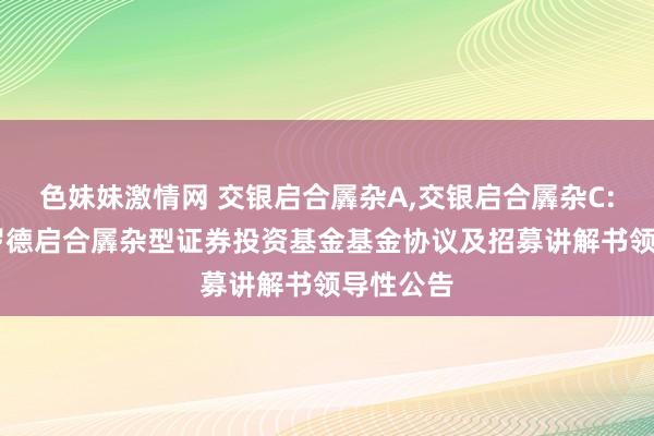 色妹妹激情网 交银启合羼杂A，交银启合羼杂C: 交银施罗德启合羼杂型证券投资基金基金协议及招募讲解书领导性公告