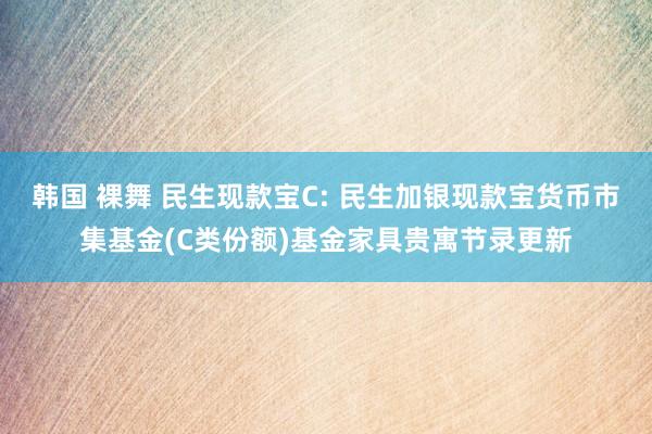 韩国 裸舞 民生现款宝C: 民生加银现款宝货币市集基金(C类份额)基金家具贵寓节录更新