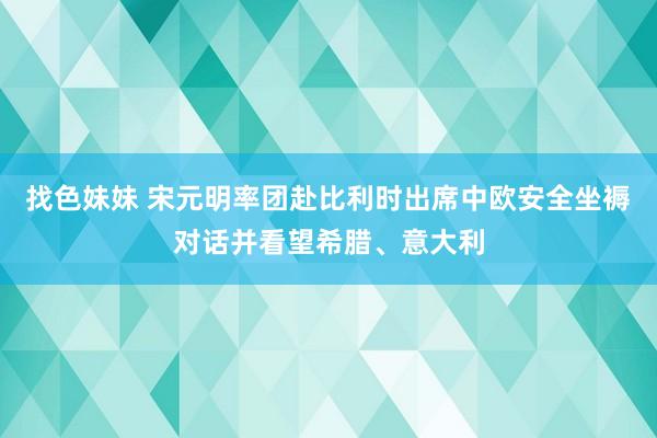 找色妹妹 宋元明率团赴比利时出席中欧安全坐褥对话并看望希腊、意大利