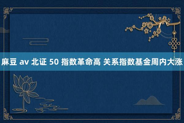 麻豆 av 北证 50 指数革命高 关系指数基金周内大涨