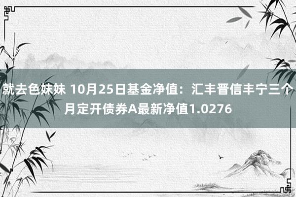 就去色妹妹 10月25日基金净值：汇丰晋信丰宁三个月定开债券A最新净值1.0276