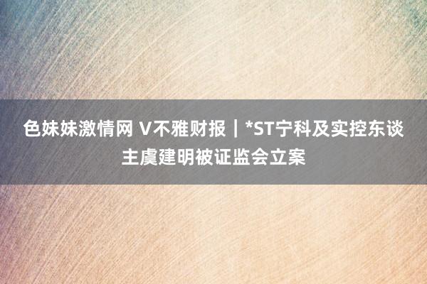 色妹妹激情网 V不雅财报｜*ST宁科及实控东谈主虞建明被证监会立案