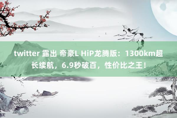 twitter 露出 帝豪L HiP龙腾版：1300km超长续航，6.9秒破百，性价比之王！