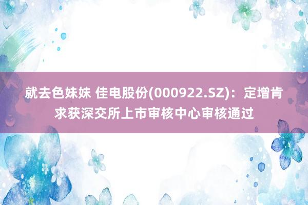 就去色妹妹 佳电股份(000922.SZ)：定增肯求获深交所上市审核中心审核通过