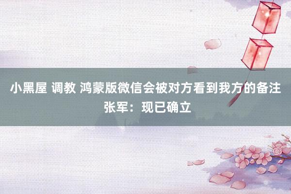 小黑屋 调教 鸿蒙版微信会被对方看到我方的备注 张军：现已确立