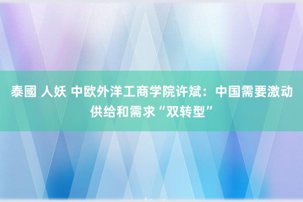 泰國 人妖 中欧外洋工商学院许斌：中国需要激动供给和需求“双转型”