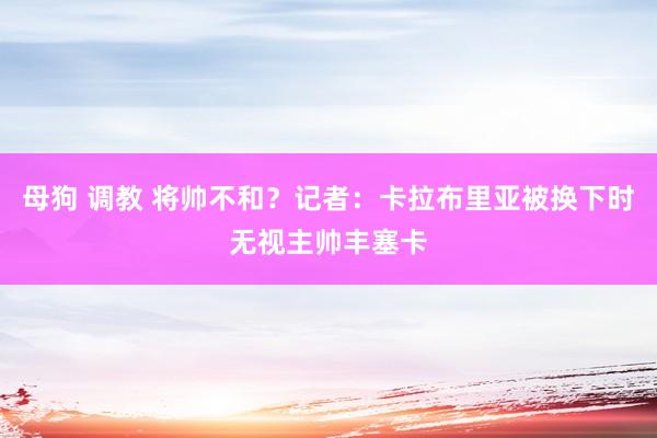 母狗 调教 将帅不和？记者：卡拉布里亚被换下时无视主帅丰塞卡