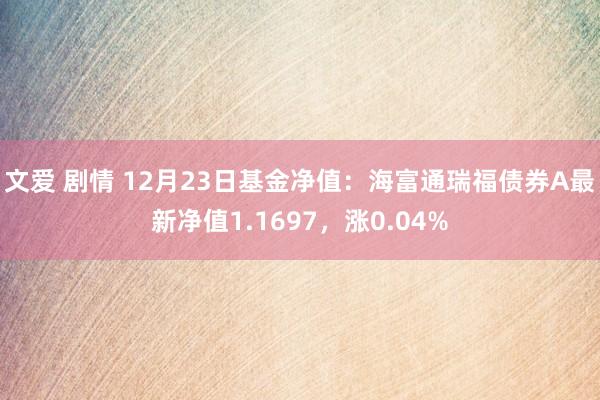 文爱 剧情 12月23日基金净值：海富通瑞福债券A最新净值1.1697，涨0.04%