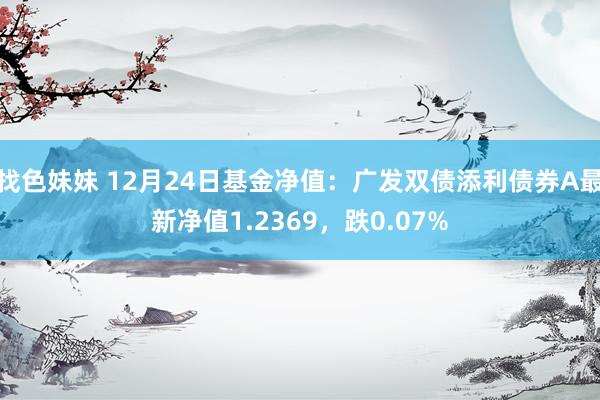 找色妹妹 12月24日基金净值：广发双债添利债券A最新净值1.2369，跌0.07%