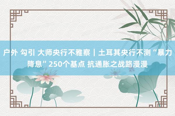 户外 勾引 大师央行不雅察｜土耳其央行不测“暴力降息”250个基点 抗通胀之战路漫漫