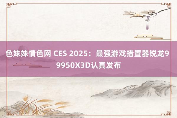 色妹妹情色网 CES 2025：最强游戏措置器锐龙9 9950X3D认真发布