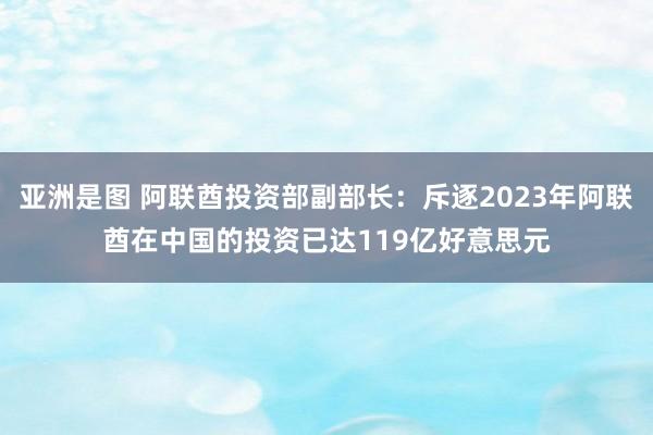 亚洲是图 阿联酋投资部副部长：斥逐2023年阿联酋在中国的投资已达119亿好意思元