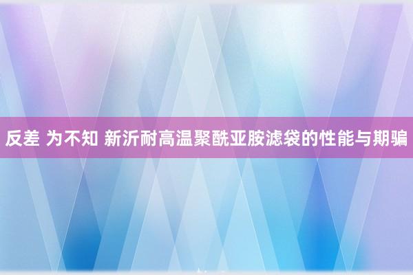 反差 为不知 新沂耐高温聚酰亚胺滤袋的性能与期骗