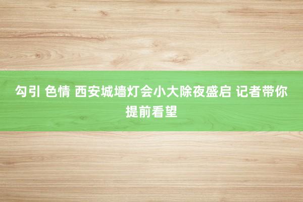 勾引 色情 西安城墙灯会小大除夜盛启 记者带你提前看望